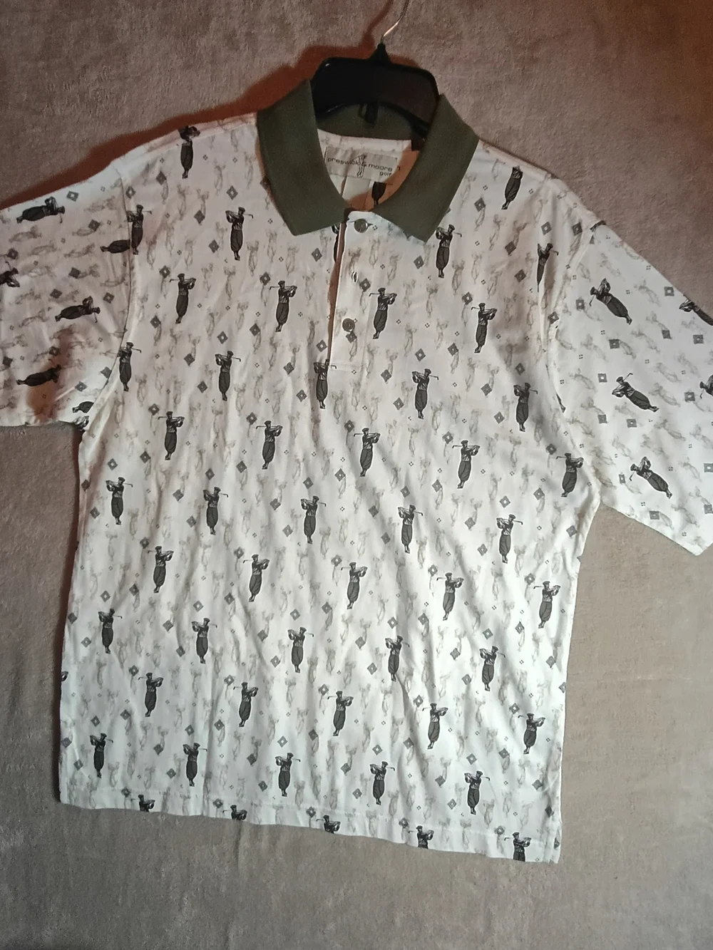 Preswick And Moore all-over print vintage Consensus Golf polo shirt Size L